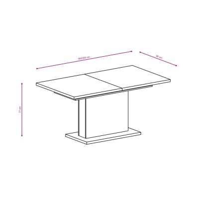 Ausziehbarer Esstisch STRAP 160/200 x 90 cm weiß