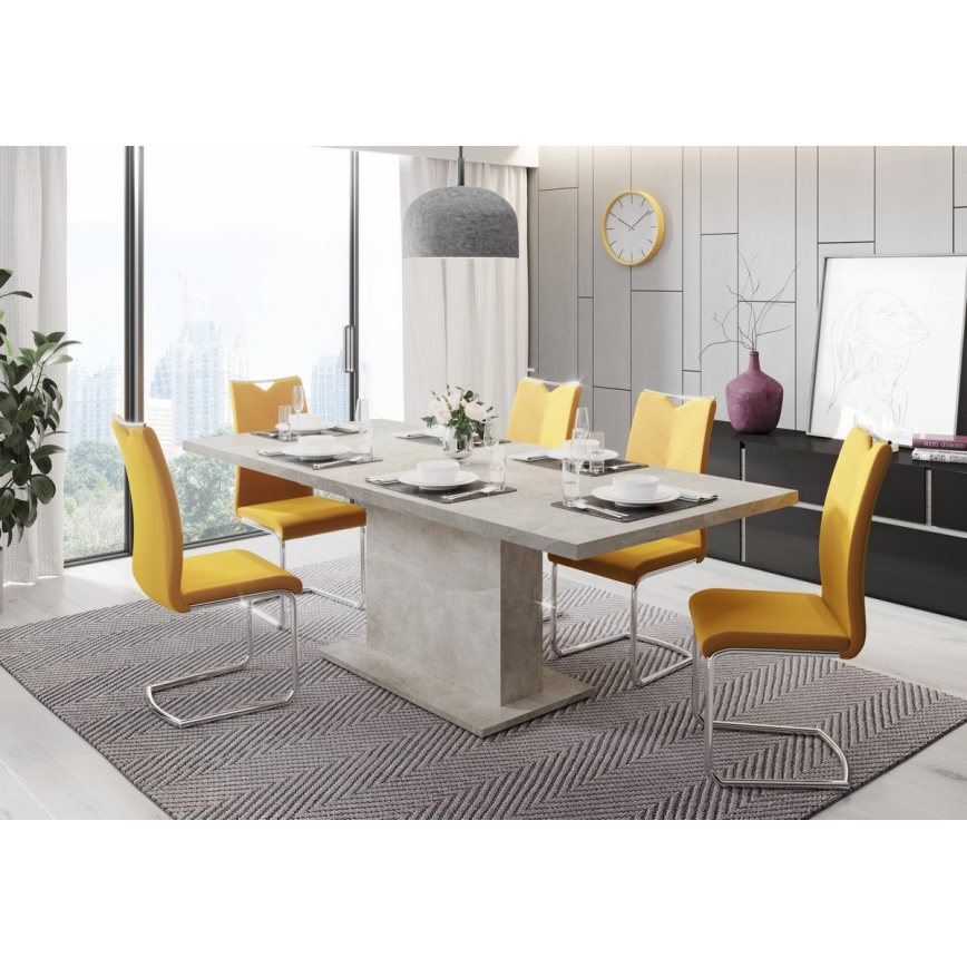 Ausziehbarer Esstisch STRAP, Beton‑Grau