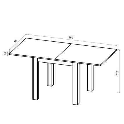 Ausziehbarer Esstisch ZARO 80/160x80 cm Artisan-Eiche/schwarz