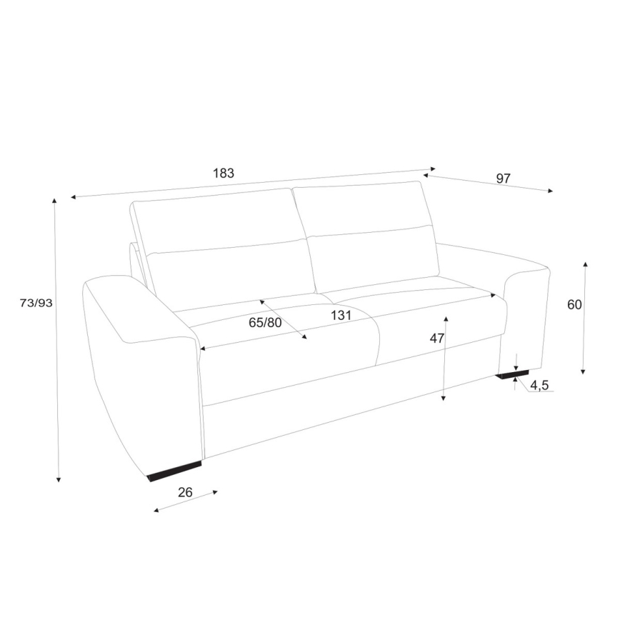 Ausziehbares Zweisitzer-Sofa COMO in Grau