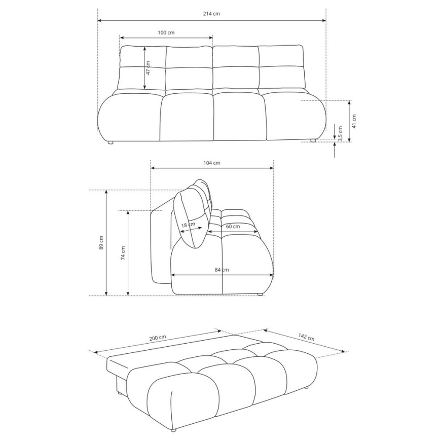 Ausziehbares 3-Sitzer-Sofa mit Stauraum NUORO, grün