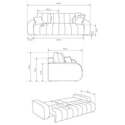 Ausziehbares 3‑Sitzer-Sofa DESIO, Beige
