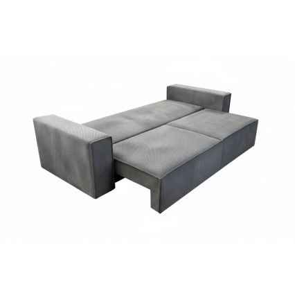 Ausziehbares 3‑sitziges Schlafsofa mit Stauraum RONDA – Grau