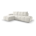Ausziehbares Ecksofa ALMADA in L‑Form, links, mit Schlaffunktion und Stauraum, beige
