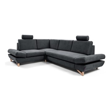 Ausziehbares Ecksofa AVESTA (L‑Form, links) – gepolstert, mit Stauraum, Anthrazit
