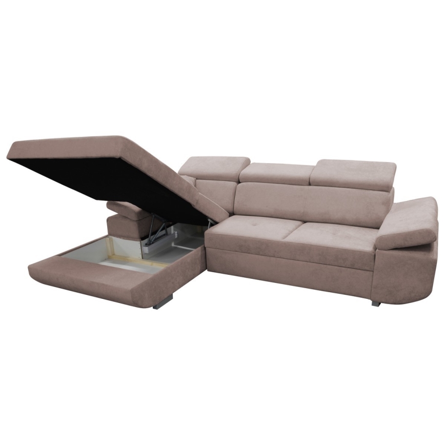 Ausziehbares Ecksofa CASTELO mit Stauraum, L-Form, links, Beige