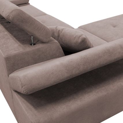 Ausziehbares Ecksofa CASTELO mit Stauraum, L-Form, links, Beige