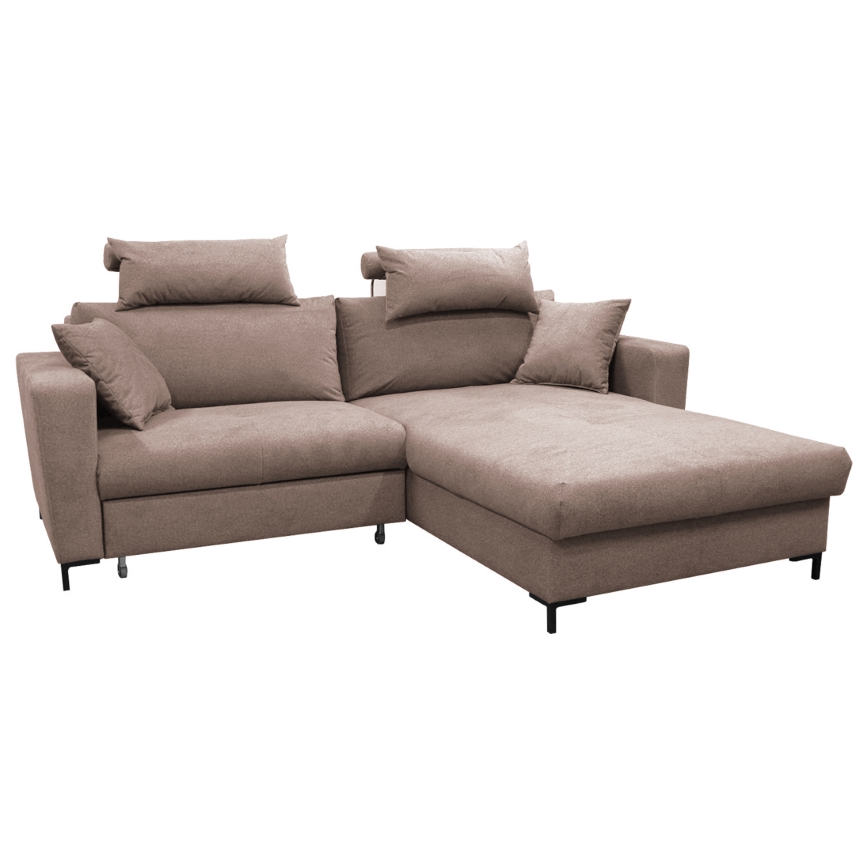 Ausziehbares Ecksofa HORTA in L‑Form, rechts, mit Bettfunktion und großzügigem Stauraum, Rosa