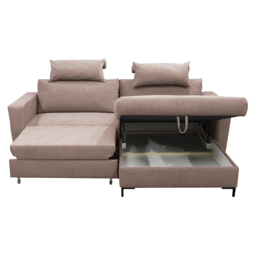 Ausziehbares Ecksofa HORTA in L‑Form, rechts, mit Bettfunktion und großzügigem Stauraum, Rosa