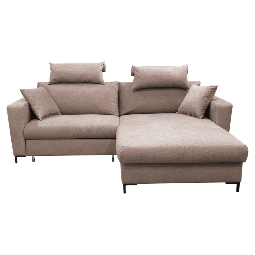 Ausziehbares Ecksofa HORTA in L‑Form, rechts, mit Bettfunktion und großzügigem Stauraum, Rosa