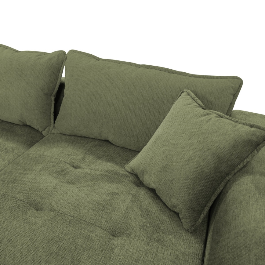 Ausziehbares Ecksofa LAGOA in L-Form mit Stauraum, rechts, grün