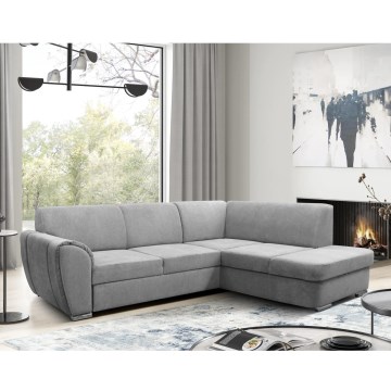 Ausziehbares Ecksofa mit Bettfunktion und Stauraum, L-Form, SERPA, rechts, grau