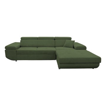 Ausziehbares Ecksofa mit Stauraum in L-Form CASTELO, rechts, grün