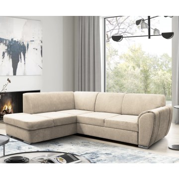 Ausziehbares Ecksofa mit Stauraum in L-Form, SERPA, links, beige