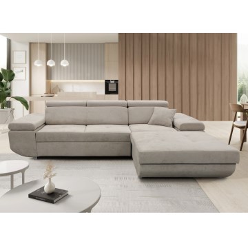 Ausziehbares Ecksofa mit Stauraum in L‑Form, rechts, CASTELO, Grau