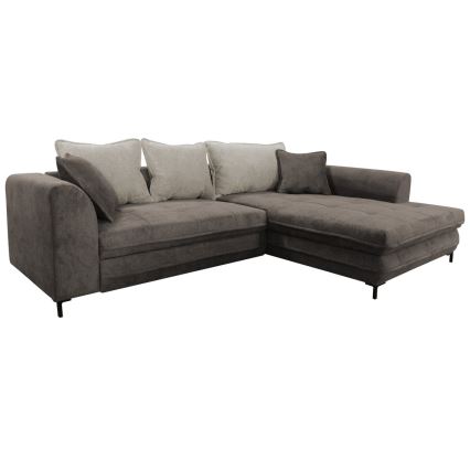 Ausziehbares Ecksofa LAGOA, L-Form, rechts, mit Stauraum, Taupe/Grau