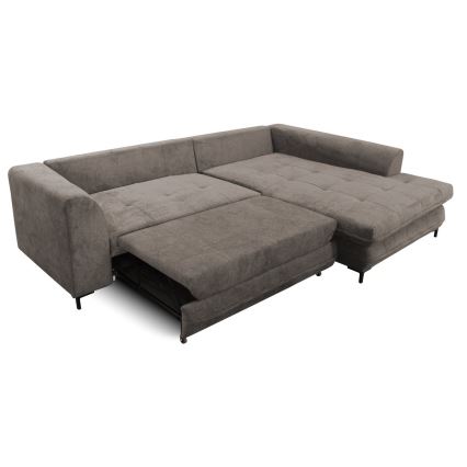 Ausziehbares Ecksofa LAGOA, L-Form, rechts, mit Stauraum, Taupe/Grau