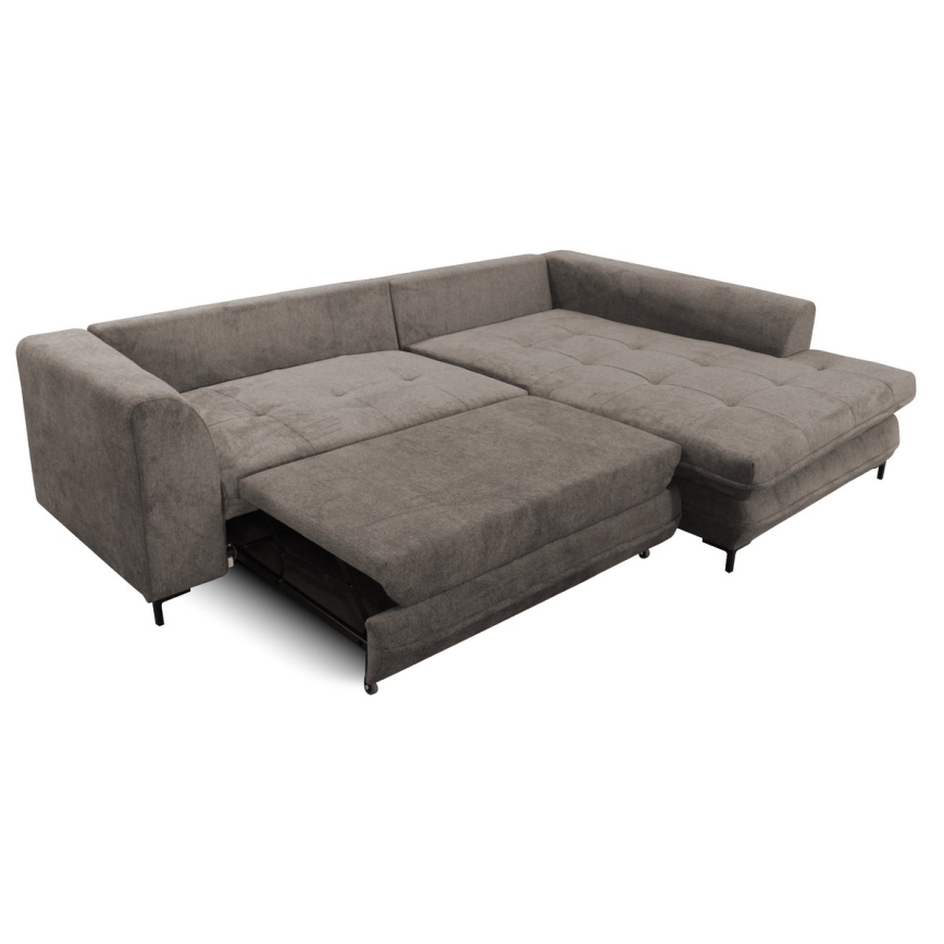 Ausziehbares Ecksofa LAGOA, L-Form, rechts, mit Stauraum, Taupe/Grau