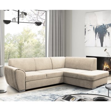 Ausziehbares Ecksofa SERPA in L‑Form mit Stauraum, rechts, Beige