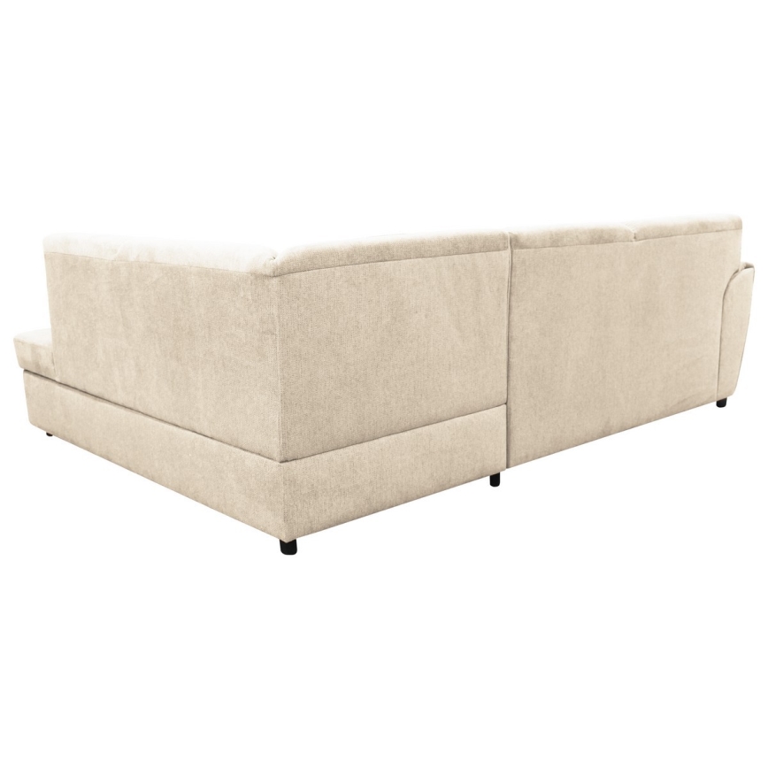 Ausziehbares Ecksofa SERPA in L‑Form mit Stauraum, rechts, Beige