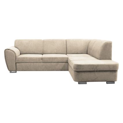 Ausziehbares Ecksofa SERPA in L‑Form mit Stauraum, rechts, Beige