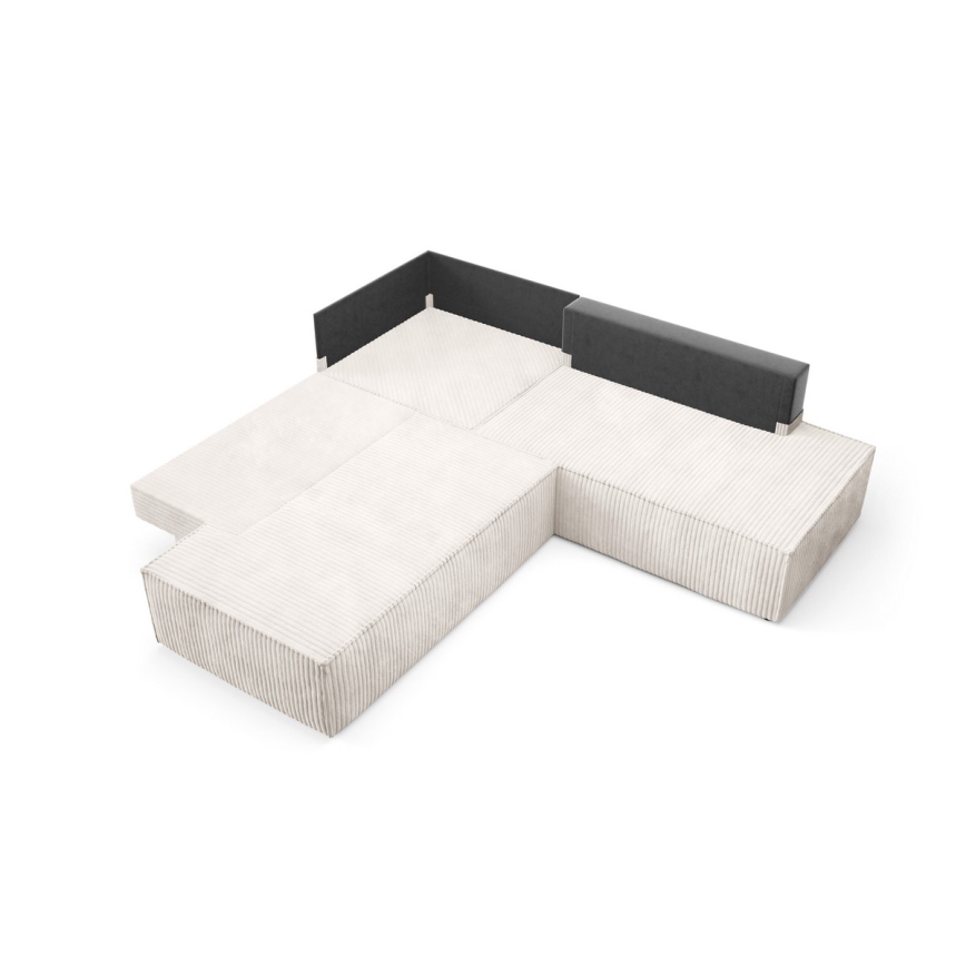 Ausziehbares Ecksofa TERAMO in L‑Form (rechts) mit großzügigem Stauraum, Beige