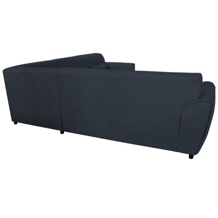 VISEU Ecksofa, links, mit Schlaffunktion und Stauraum, L‑Form, anthrazit/schwarz