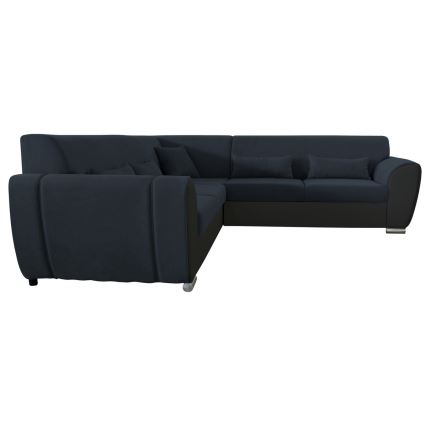 VISEU Ecksofa, links, mit Schlaffunktion und Stauraum, L‑Form, anthrazit/schwarz