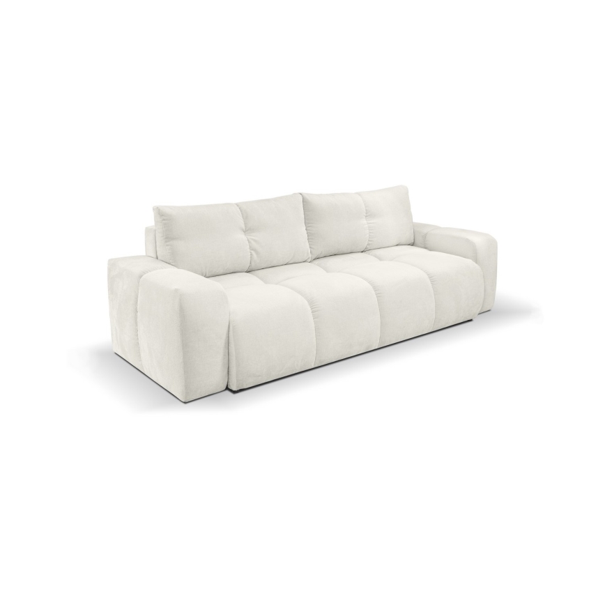 Ausziehbares, gepolstertes 3‑Sitzer‑Sofa ALMADA mit Stauraum, beige