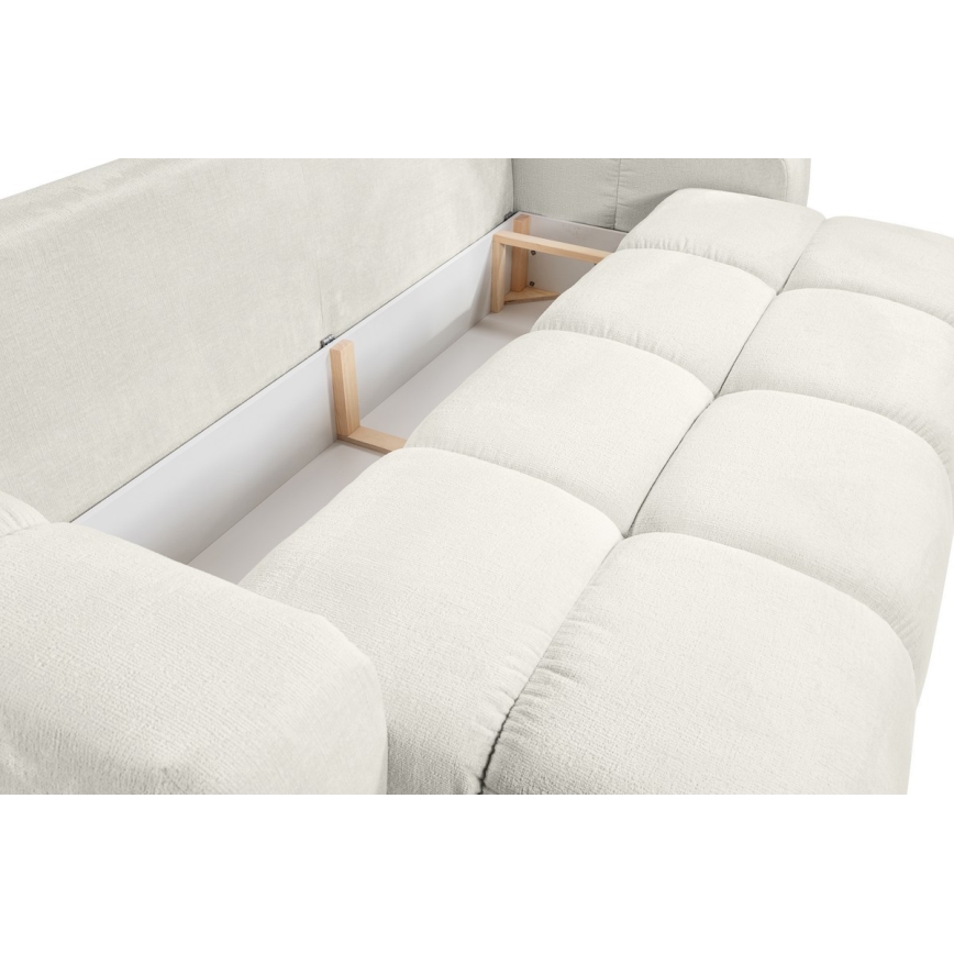 Ausziehbares, gepolstertes 3‑Sitzer‑Sofa ALMADA mit Stauraum, beige