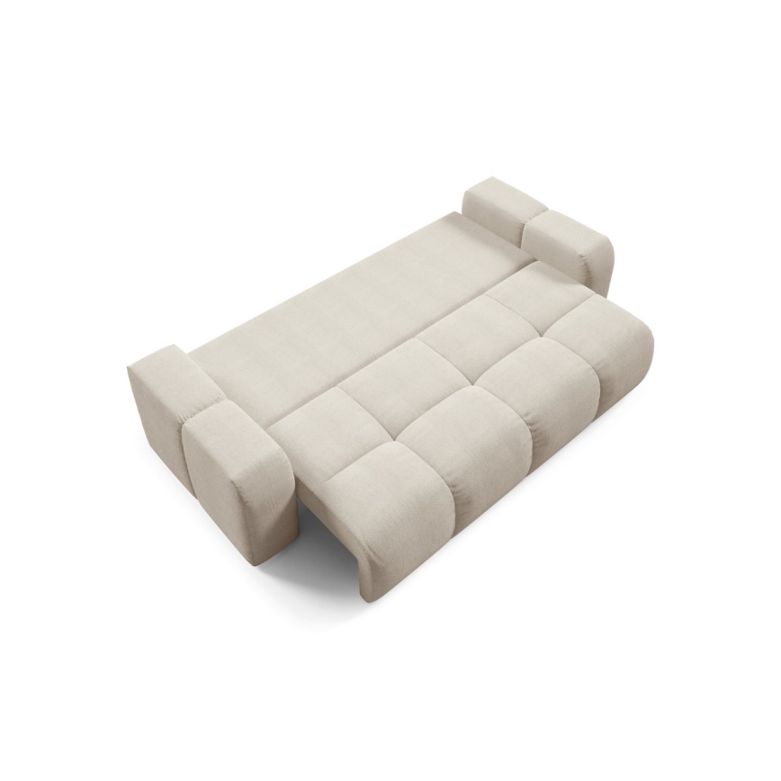 Ausziehbares, gepolstertes Dreisitzer-Sofa mit Stauraum ALMADA, beige