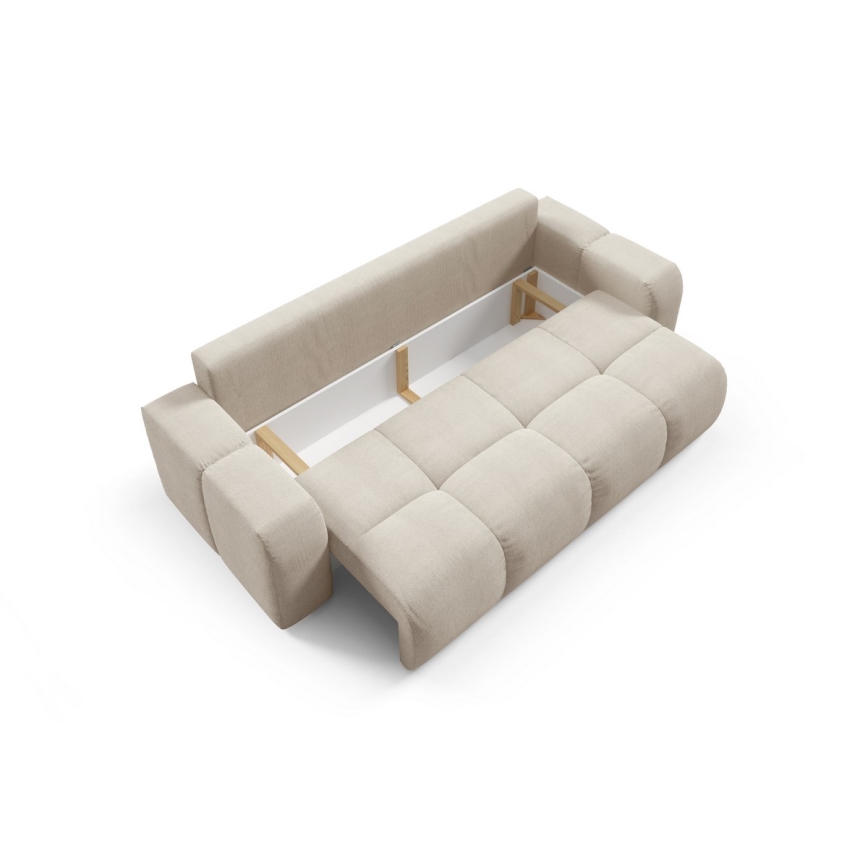 Ausziehbares, gepolstertes Dreisitzer-Sofa mit Stauraum ALMADA, beige
