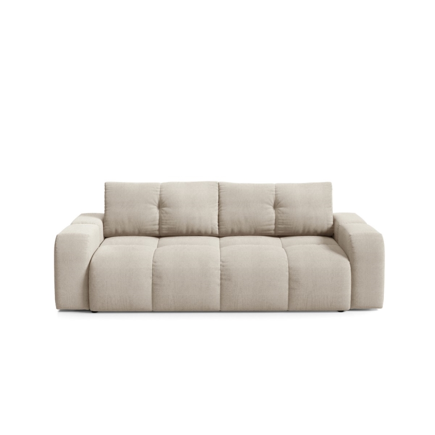 Ausziehbares, gepolstertes Dreisitzer-Sofa mit Stauraum ALMADA, beige