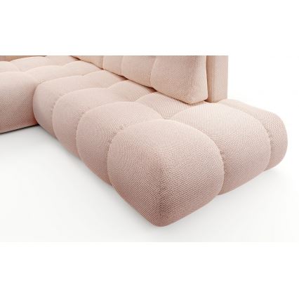 Ausklappbares, gepolstertes Ecksofa in L-Form mit Stauraum, links, rosa ALMADA