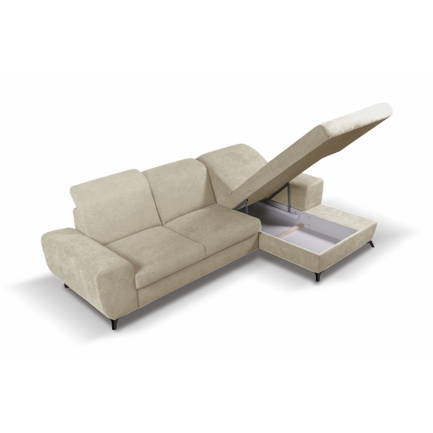 Ecksofa ALTA in L‑Form, mit Schlaffunktion und Stauraum, rechts, beige