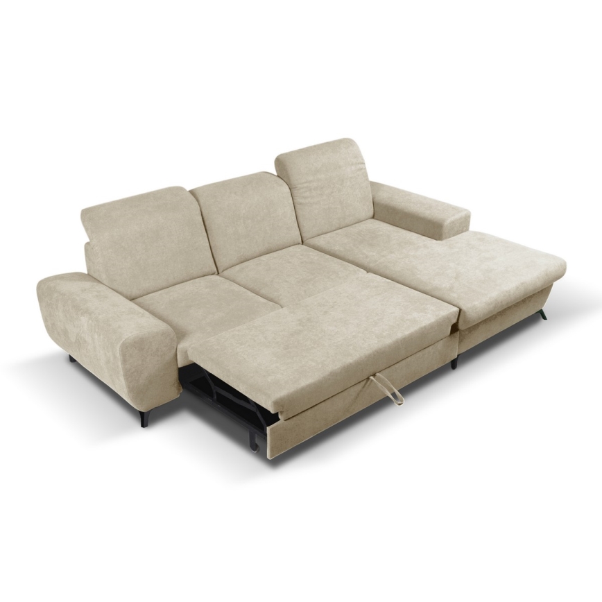 Ecksofa ALTA in L‑Form, mit Schlaffunktion und Stauraum, rechts, beige