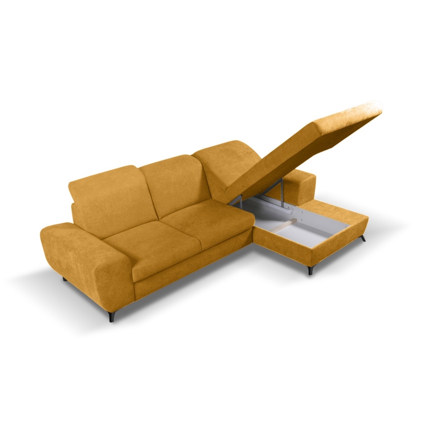 Gepolstertes Ecksofa ALTA mit Schlaffunktion und Stauraum, L-Form rechts, gelb