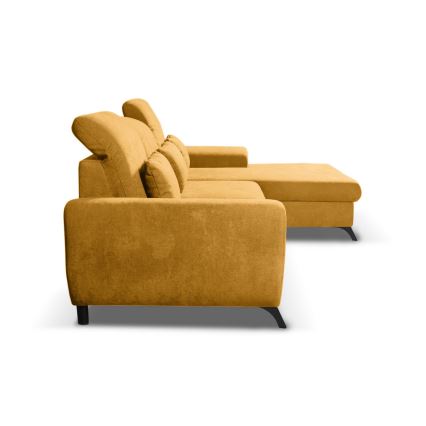 Gepolstertes Ecksofa ALTA mit Schlaffunktion und Stauraum, L-Form rechts, gelb