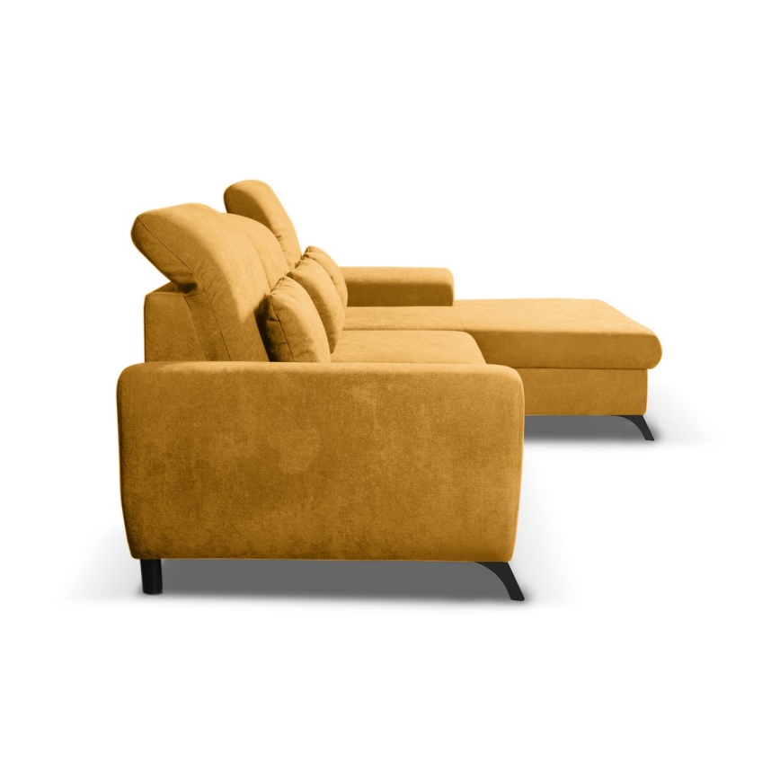Gepolstertes Ecksofa ALTA mit Schlaffunktion und Stauraum, L-Form rechts, gelb