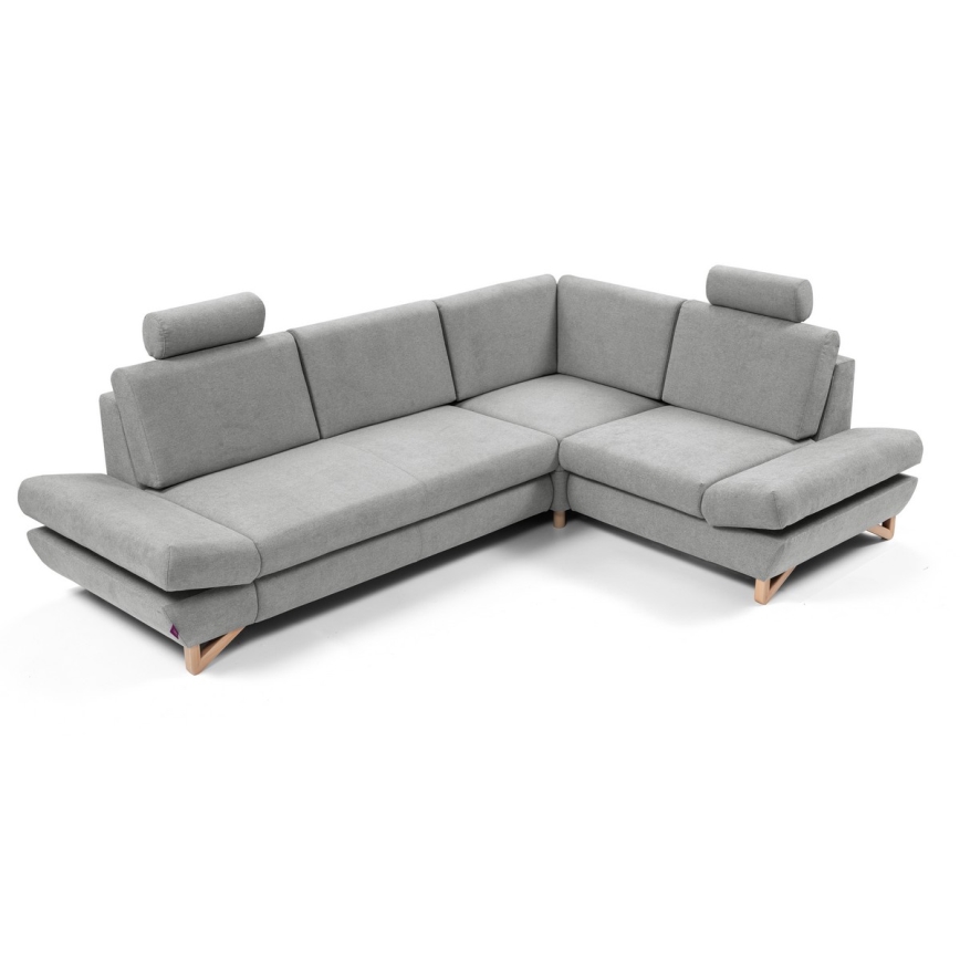 Eckgarnitur AVESTA, ausklappbar mit Schlaffunktion und Stauraum, L‑Form, rechts, grau