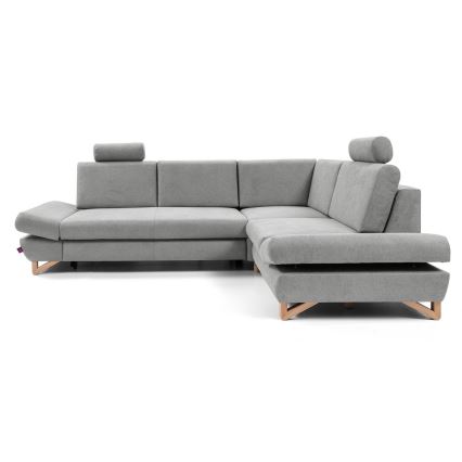 Eckgarnitur AVESTA, ausklappbar mit Schlaffunktion und Stauraum, L‑Form, rechts, grau