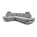 Ausziehbares, gepolstertes Ecksofa mit Stauraum in L‑Form, AVESTA, links, grau