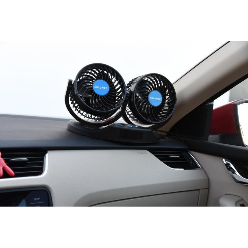 Auto-Lüfter für das Armaturenbrett mit Thermometer 9W/12V schwarz
