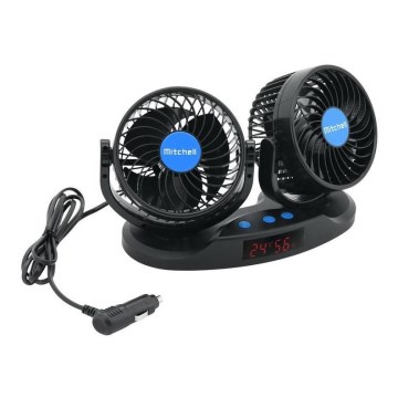 Auto-Lüfter für das Armaturenbrett mit Thermometer 9W/12V schwarz
