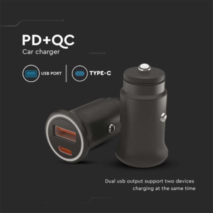 Autoladegerät Power Delivery 20W 12-24V/3A USB/C schwarz