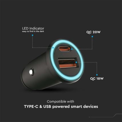 Autoladegerät Power Delivery 20W 12-24V/3A USB/C schwarz