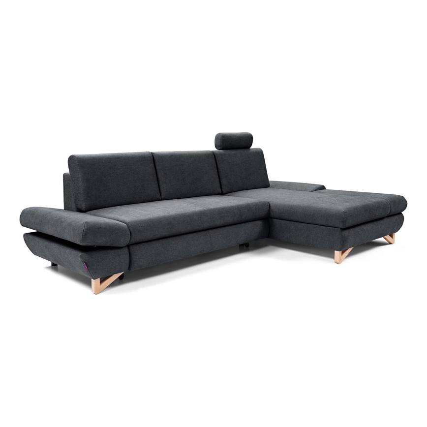 AVESTA Ecksofa, ausziehbar, gepolstert, mit Stauraum, L‑Form, rechts, Anthrazit