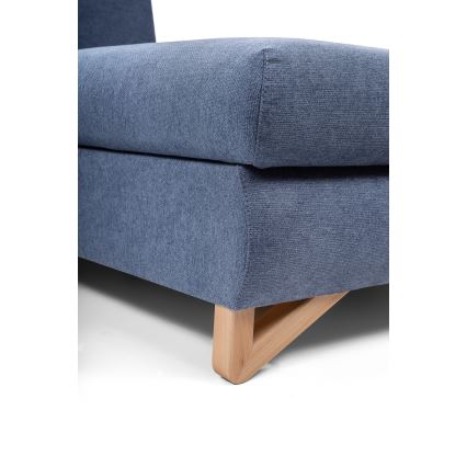 Ausziehbare, gepolsterte Eckgarnitur AVESTA in L‑Form mit Stauraum, rechts, blau