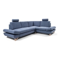 AVESTA Ecksofa mit Schlaffunktion und Stauraum, L‑Form, rechts, blau