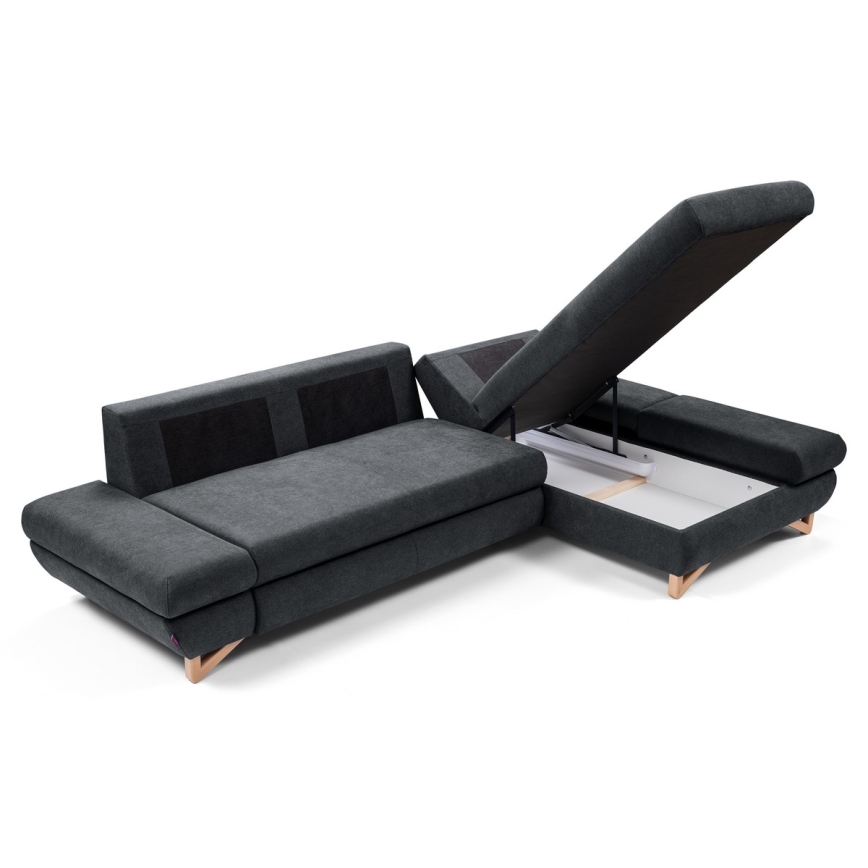 AVESTA Ecksofa, ausziehbar, gepolstert, mit Stauraum, L‑Form, rechts, Anthrazit